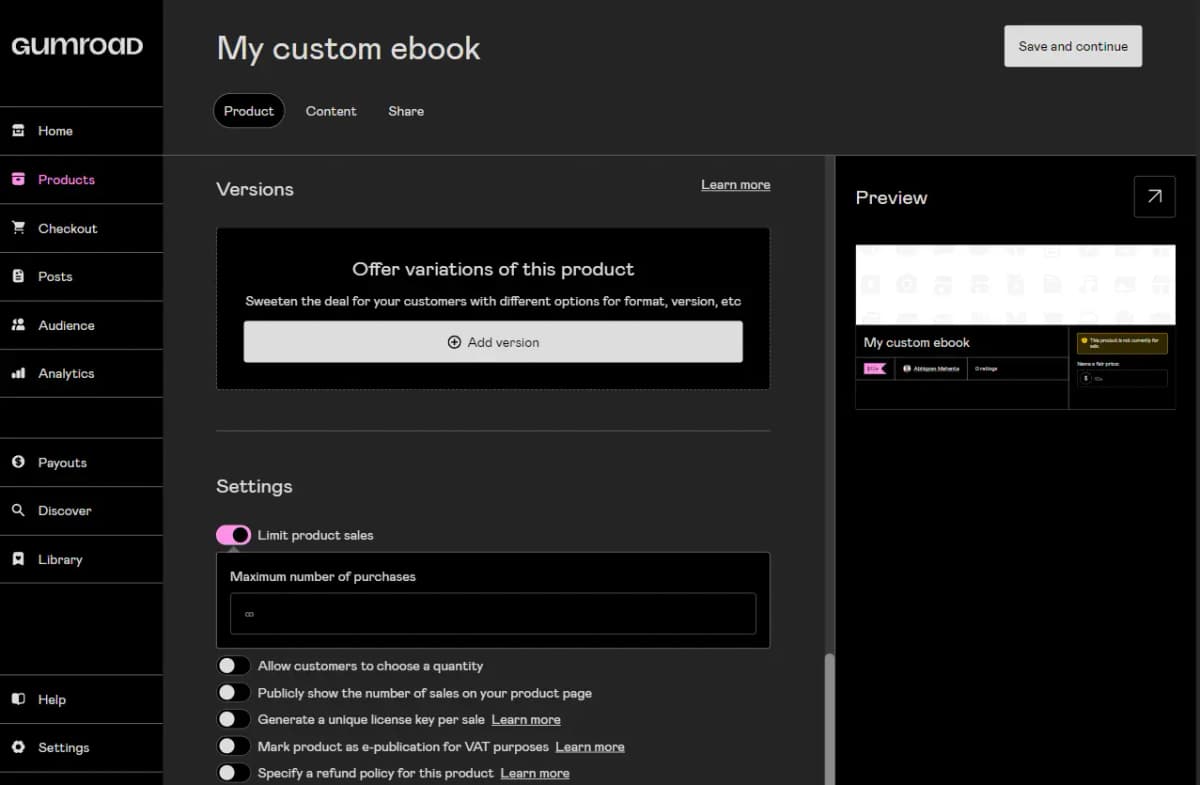 Gumroad Product Versions