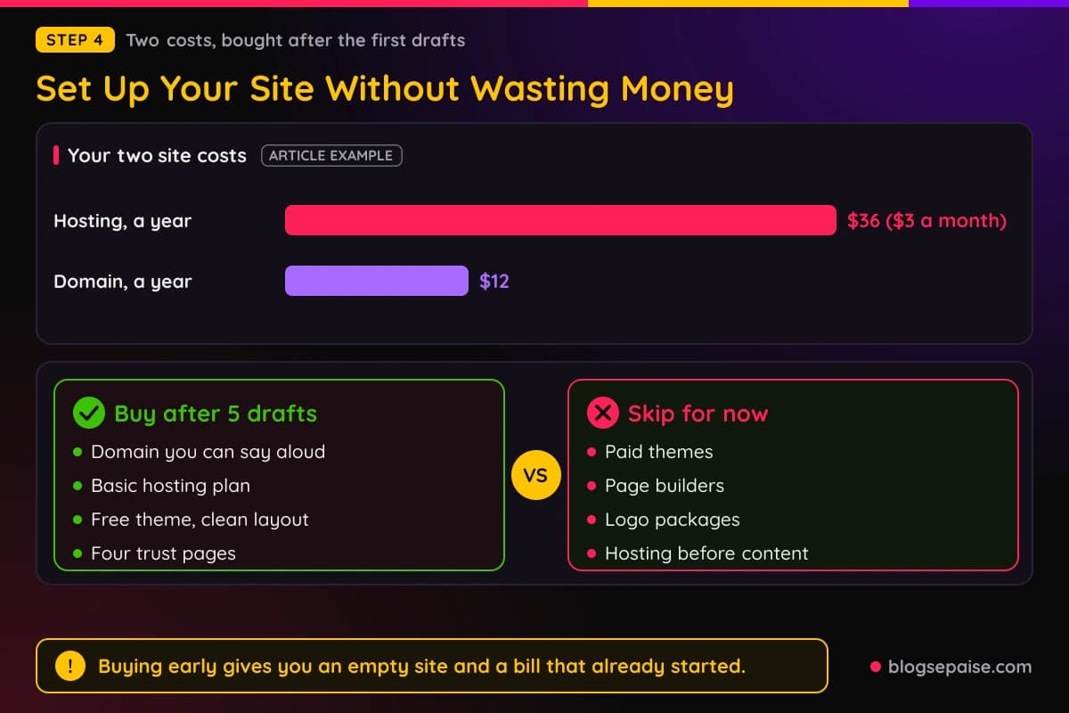 Cost of a domain and a year of hosting in the budget plan and when to buy each