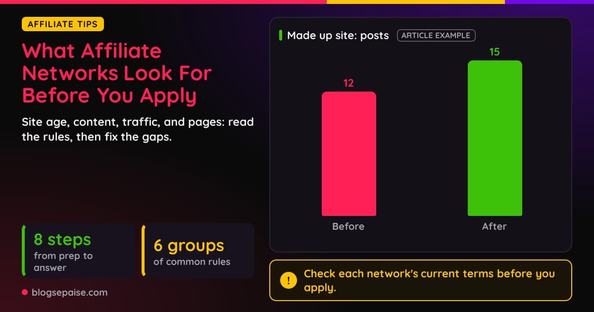 What affiliate networks look for: traffic and page rules before you apply