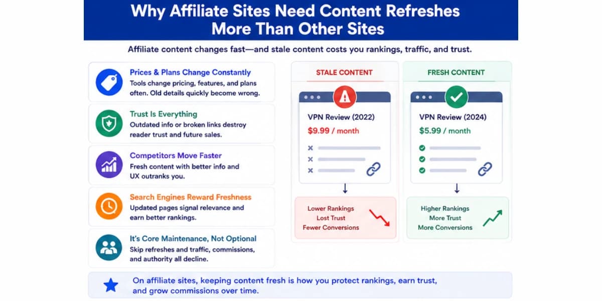 Affiliate sites need content refreshes