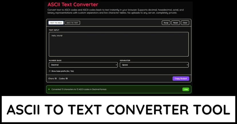 ASCII To Text Converter
