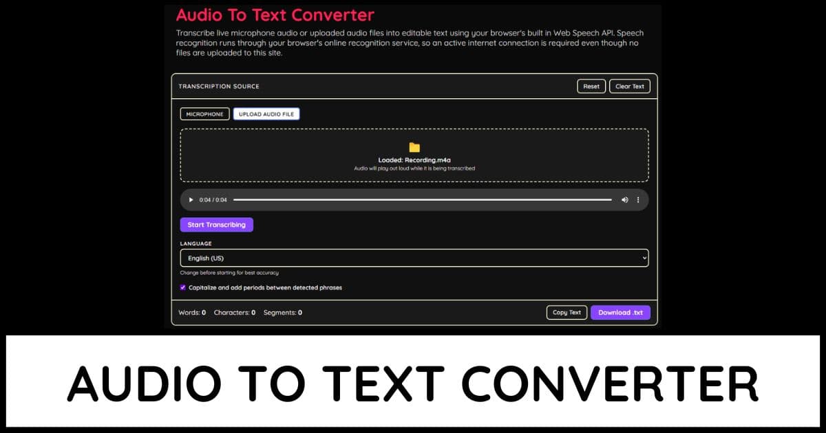 Audio To Text Converter
