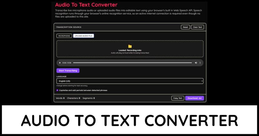 Audio To Text Converter