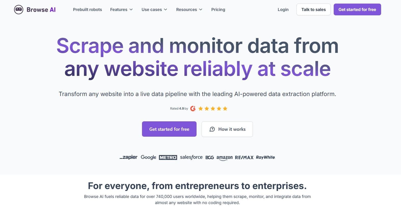 Browse AI - No-code web scraping and monitoring platform for data extraction