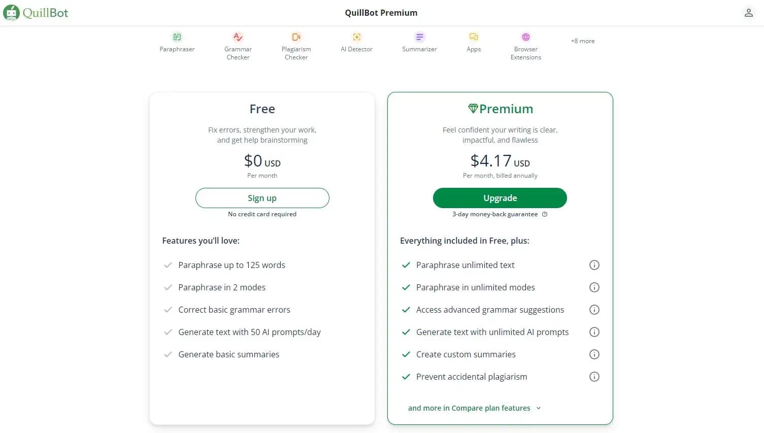 QuillBot premium pricing
