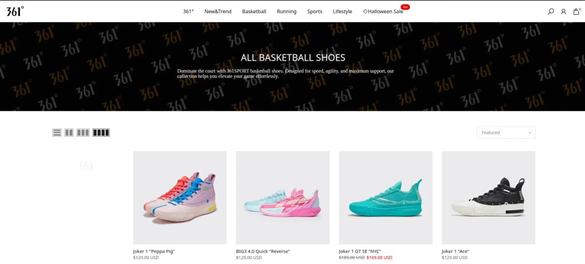 361° Sport - Global sportswear brand with basketball shoes, apparel, and accessories