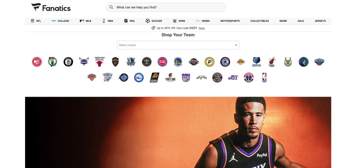 Fanatics - Officially licensed sports merchandise including jerseys, hats, and collectibles