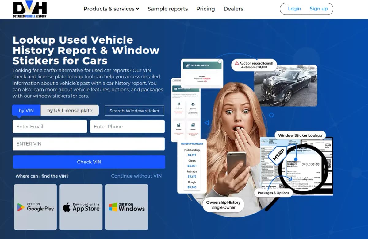 Detailed Vehicle History car background checks