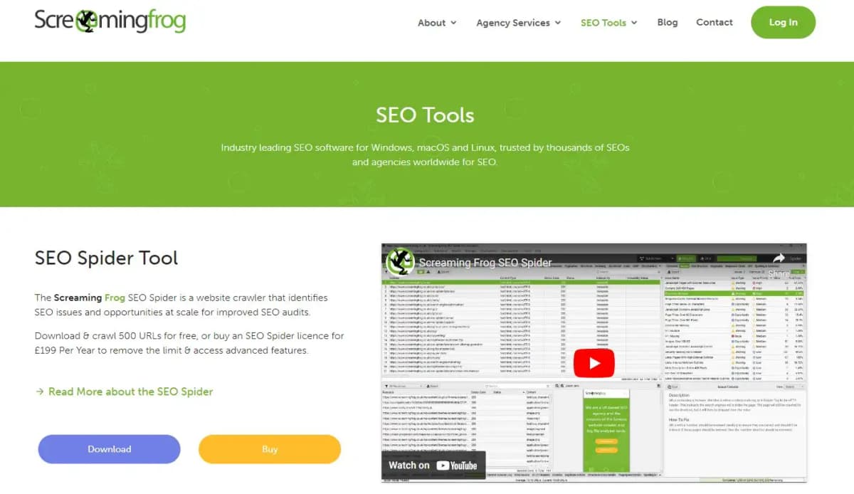 Screaming Frog SEO tool