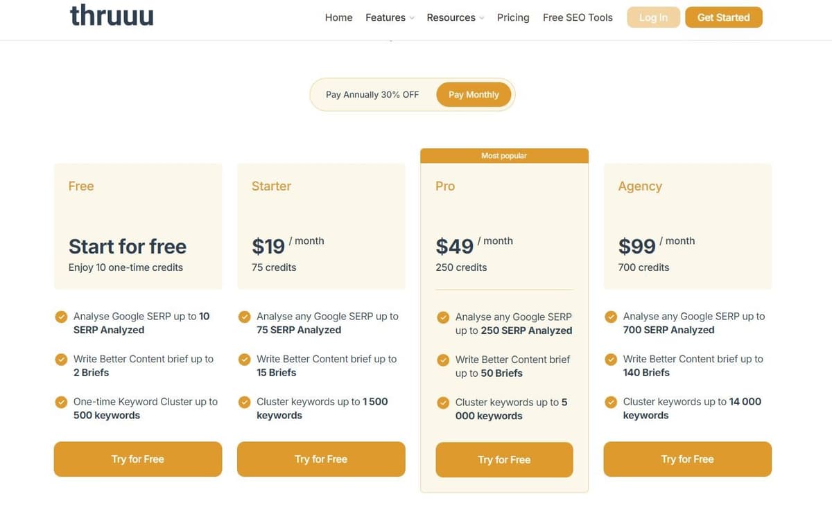 Thruuu pricing