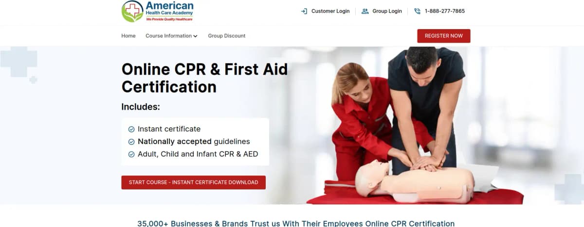 American Health Care Academy CPR and First Aid certifications