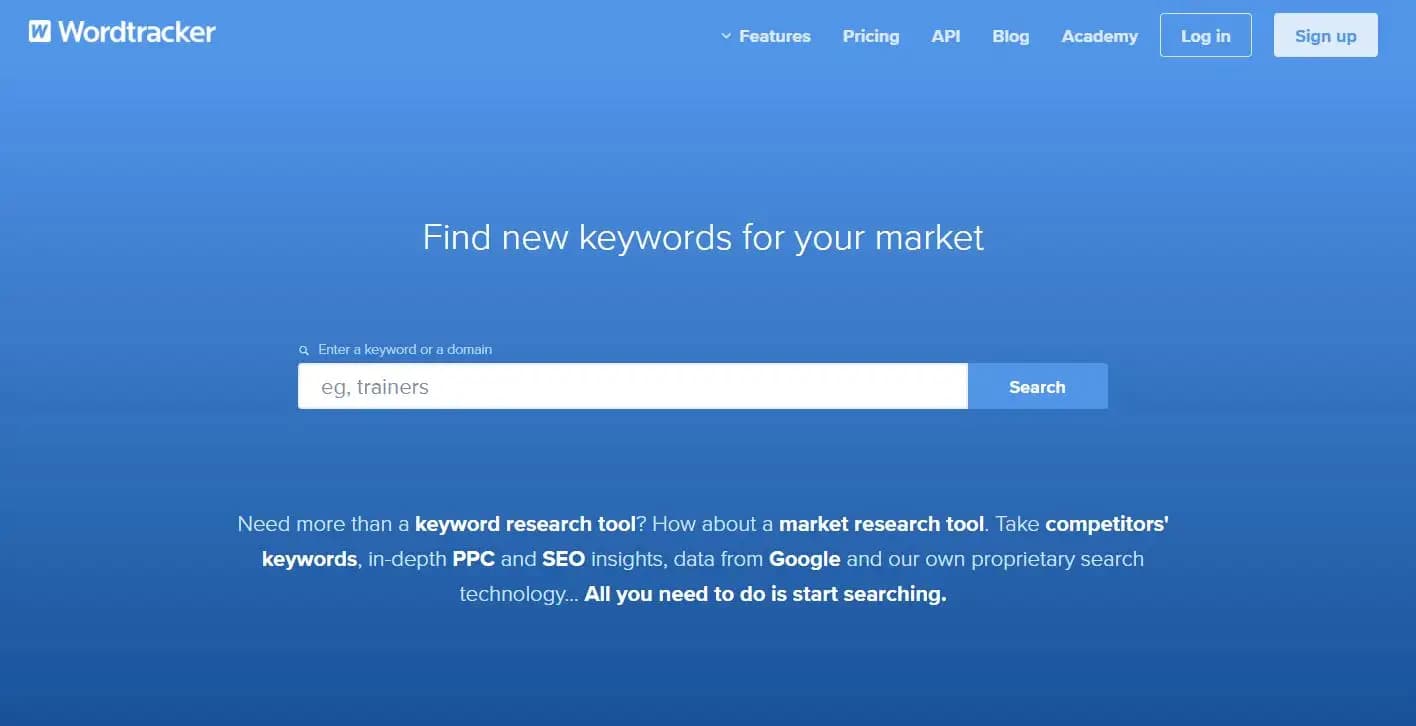Wordtracker keyword research tool