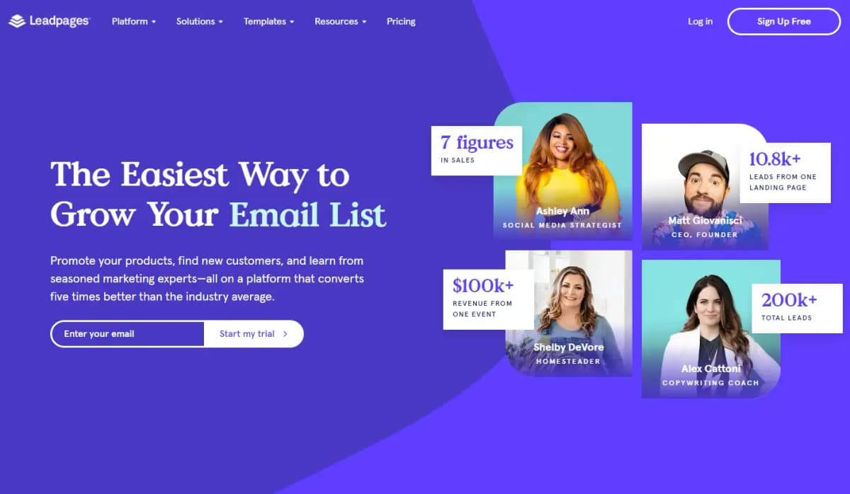 Leadpages landing page builder