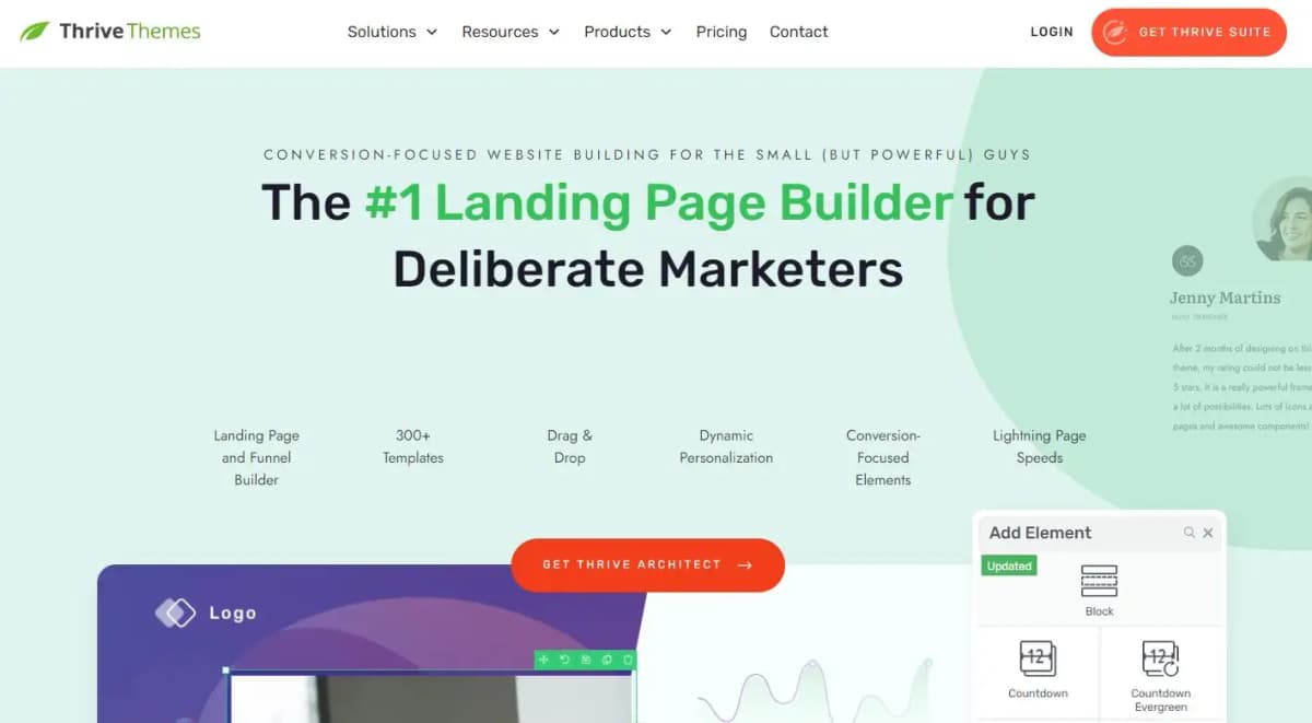 Thrive Architect landing page builder
