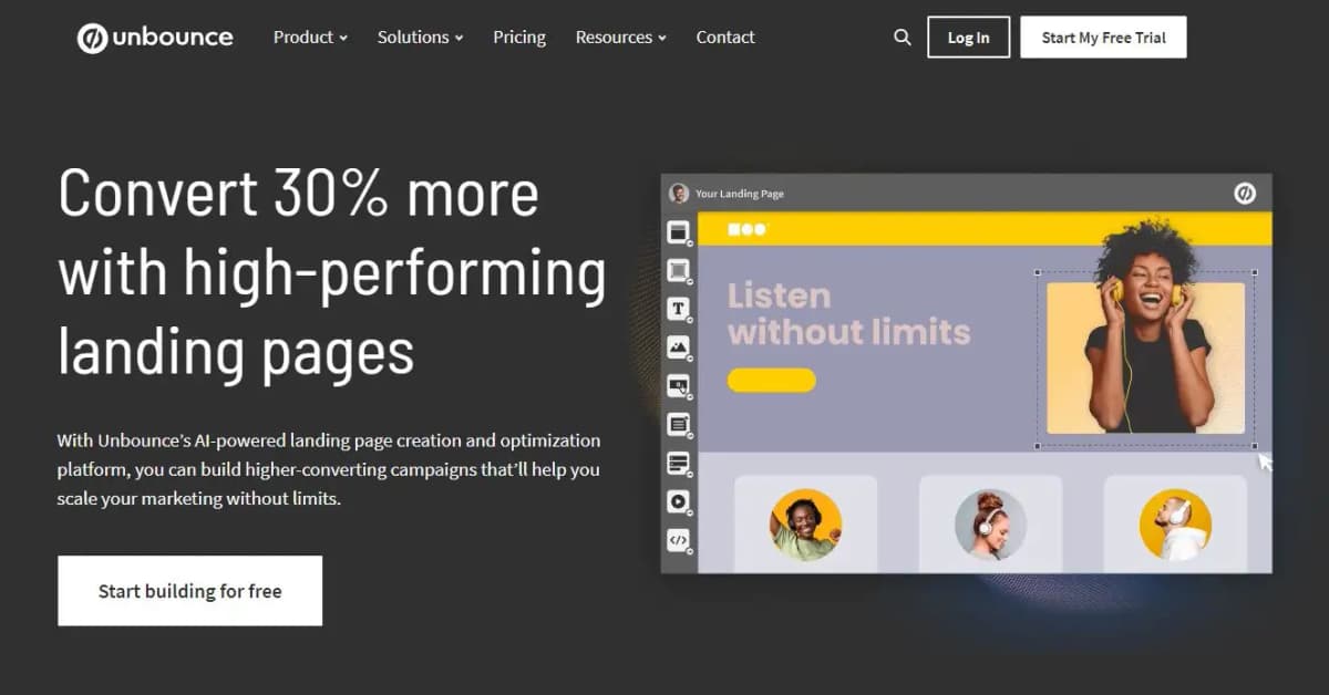 Unbounce landing page builder