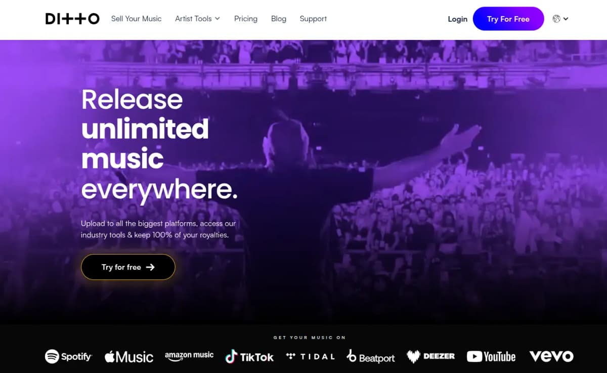 Ditto Music distribution platform