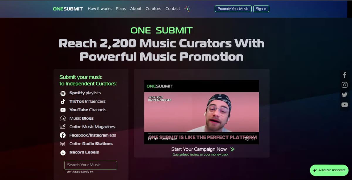 One Submit music promotion platform