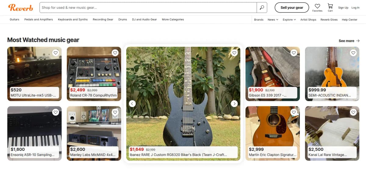 Reverb marketplace for music gear