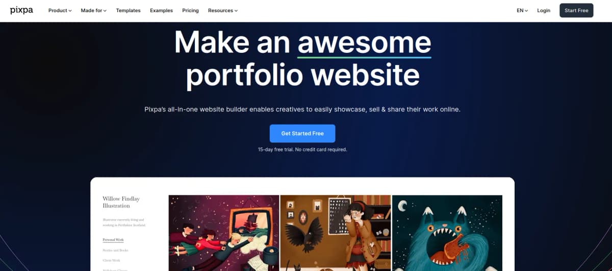 Pixpa portfolio builder