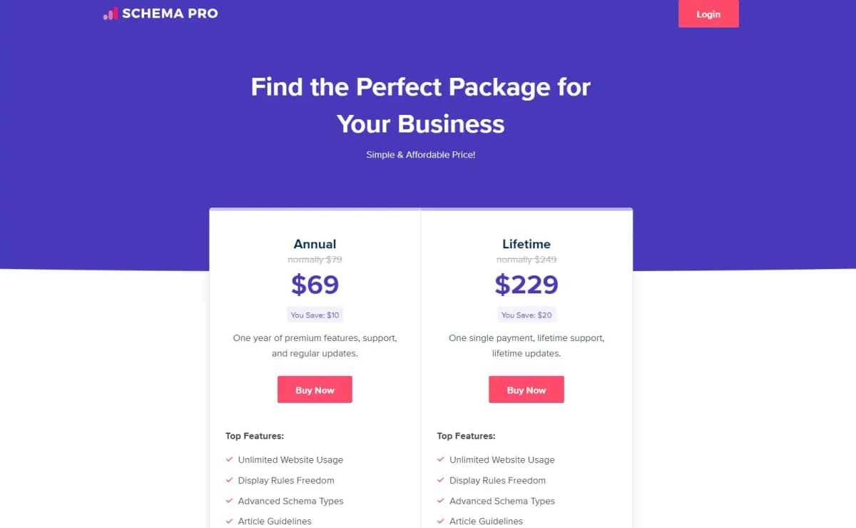 Schema Pro pricing