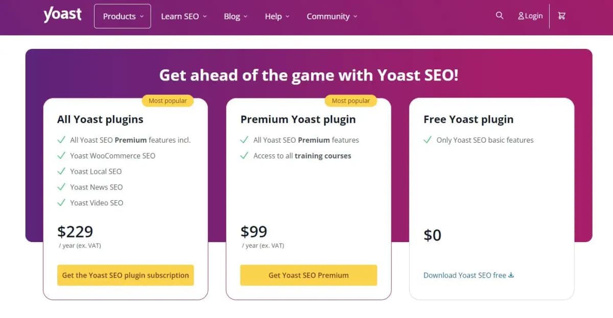 Yoast SEO pricing