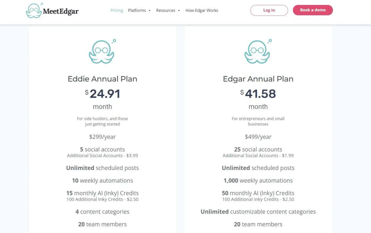 MeetEdgar pricing