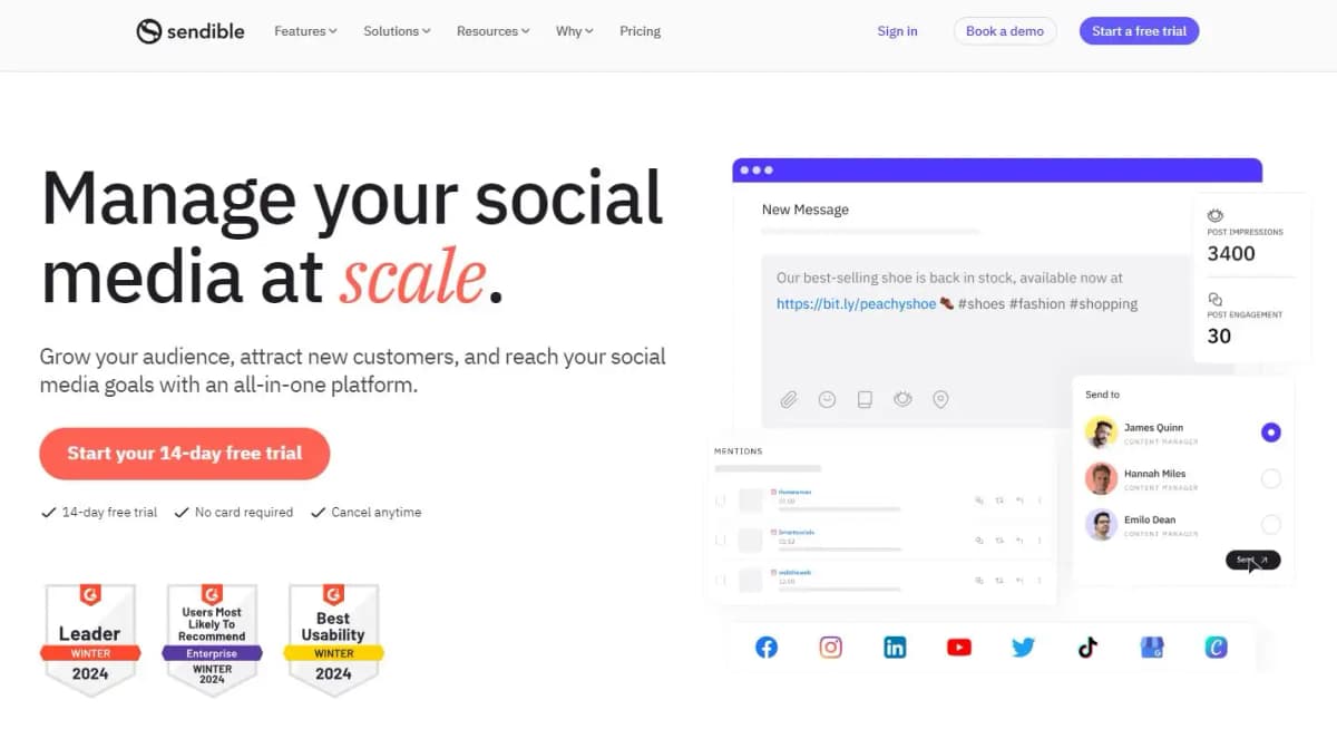 Sendible social media scheduler