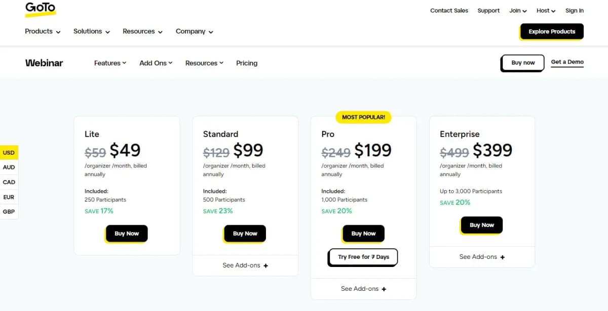 GoToWebinar pricing