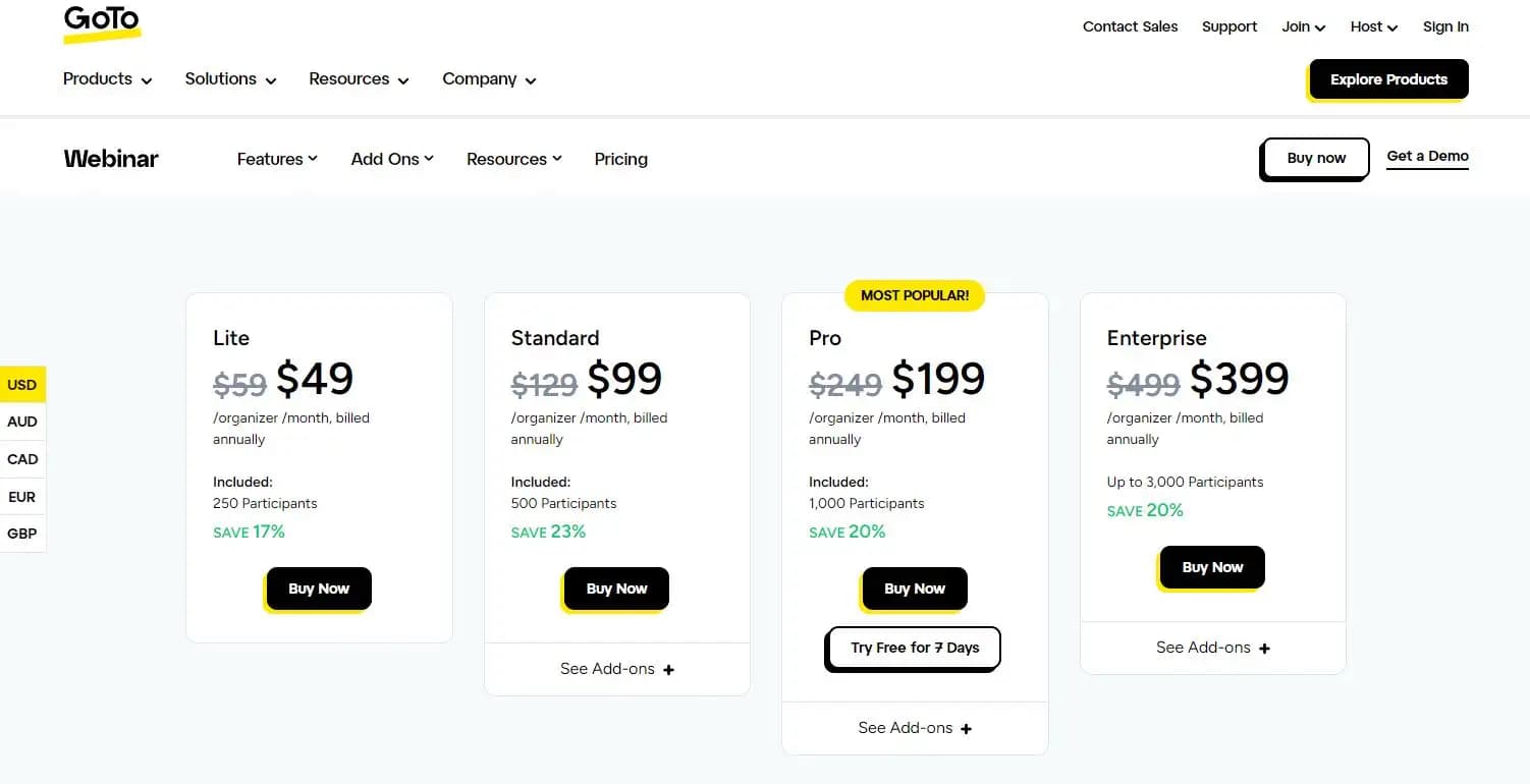 GoToWebinar pricing