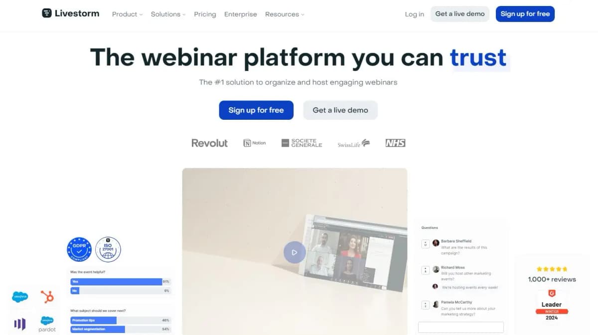 Livestorm webinar platform
