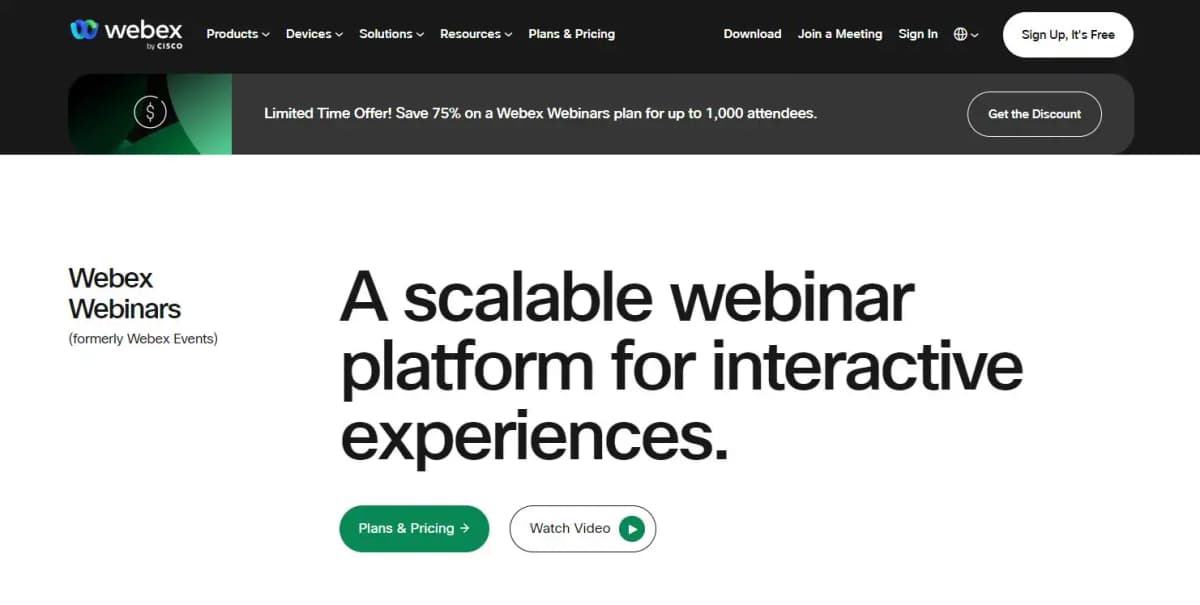 Webex Webinars platform