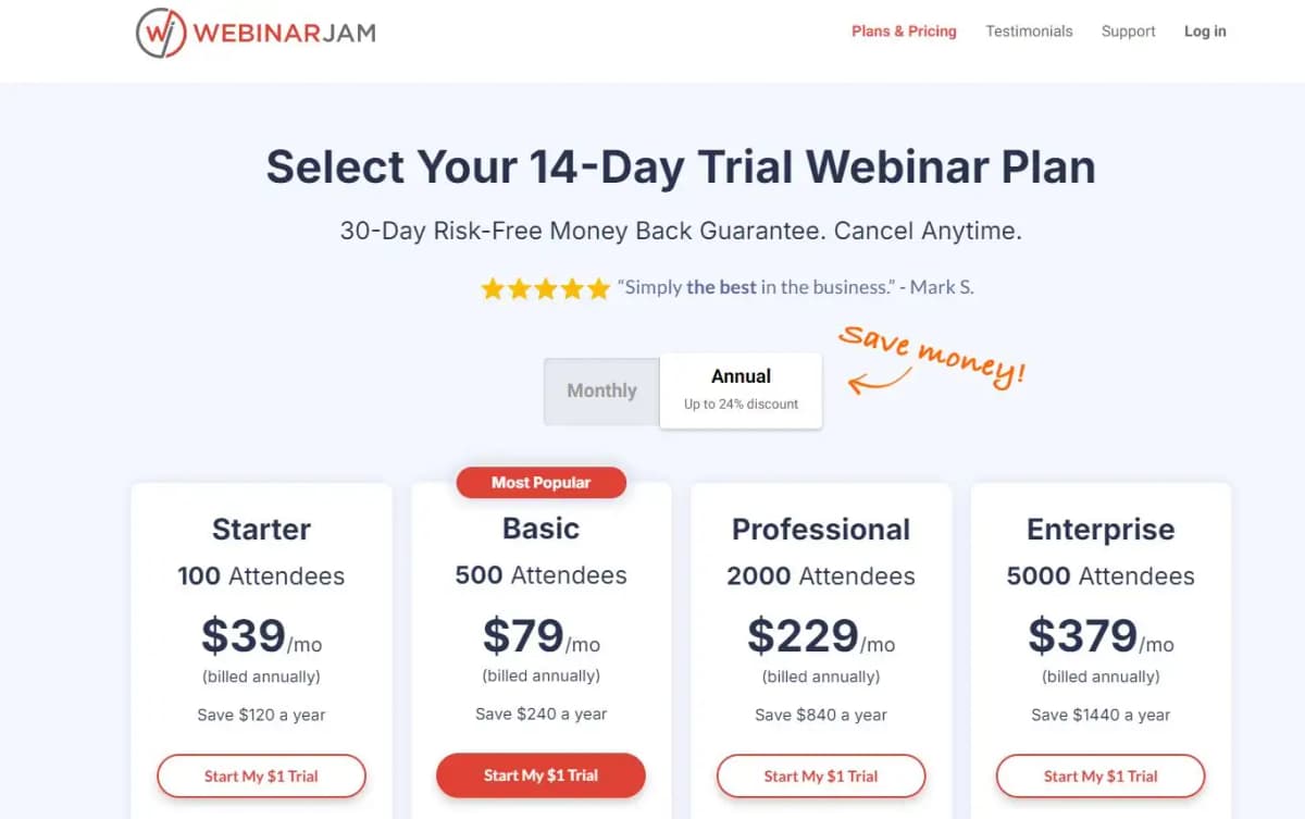 WebinarJam pricing
