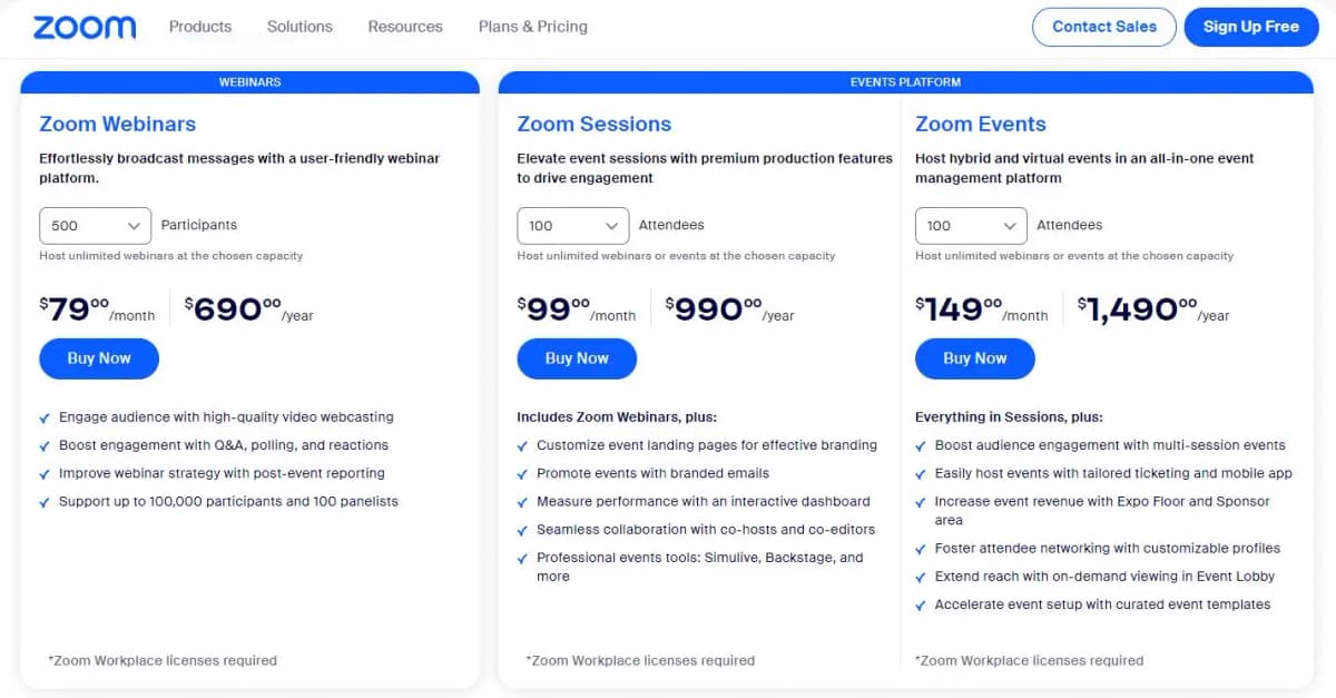 Zoom Webinar pricing