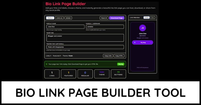 Bio Link Page Builder