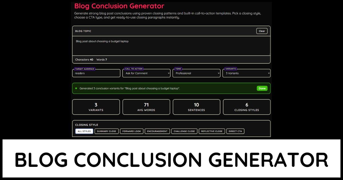 Blog Conclusion Generator