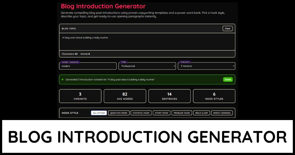Blog Introduction Generator