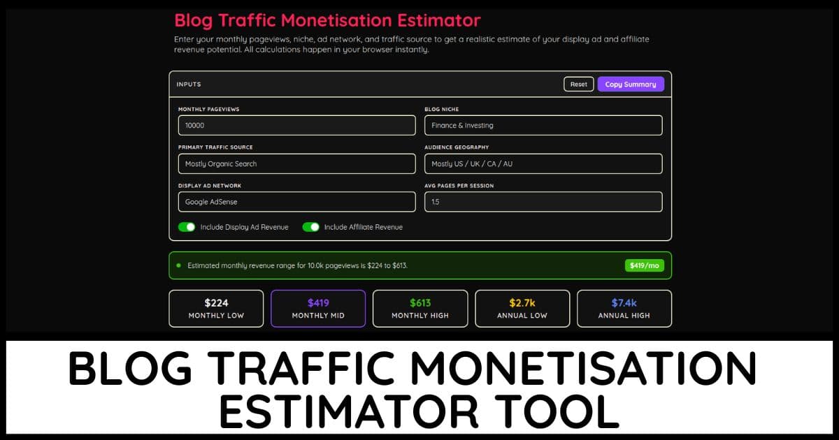 Blog Monetisation Estimator
