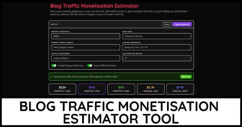 Blog Monetisation Estimator