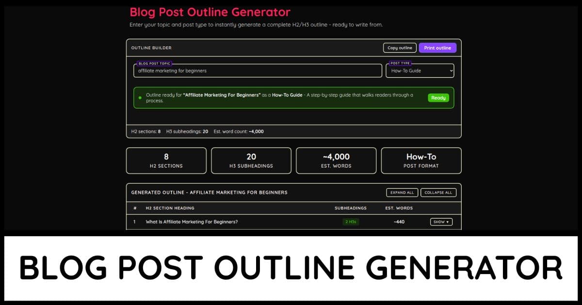 Blog Post Outline Generator