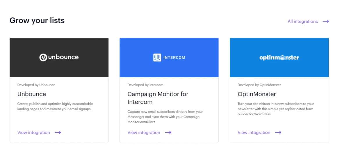 Campaign Monitor Integrations