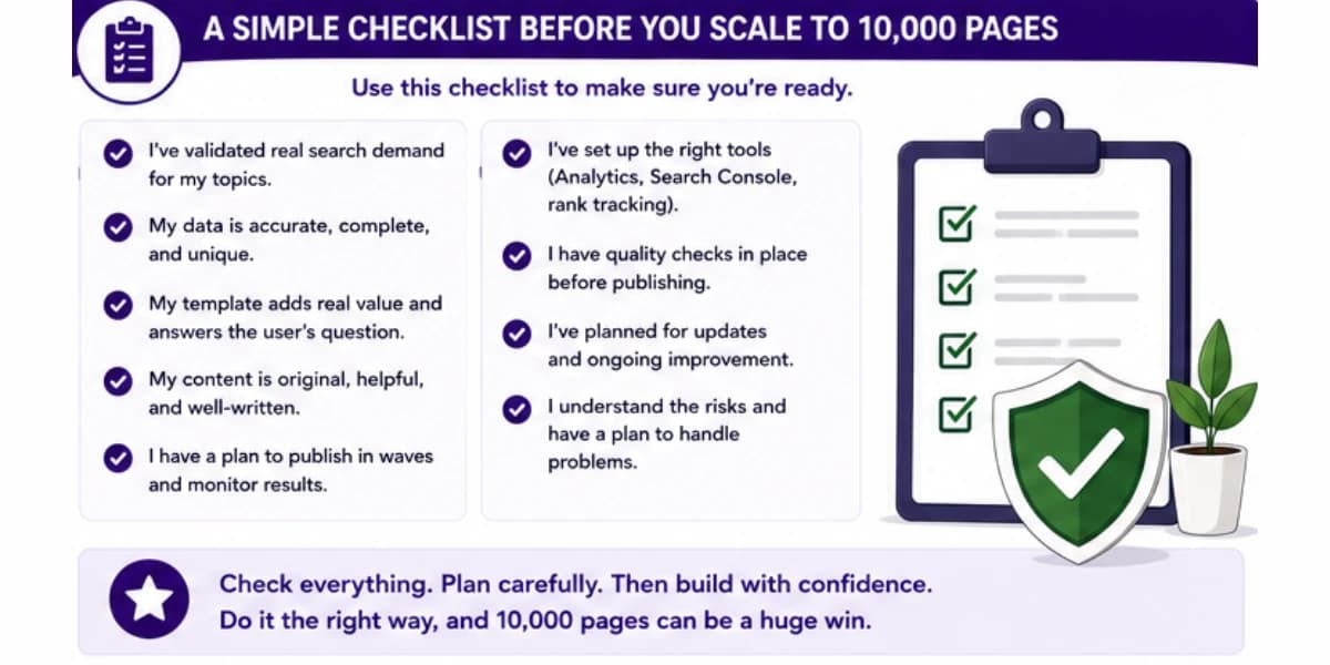 Checklist to scale 10000 pages