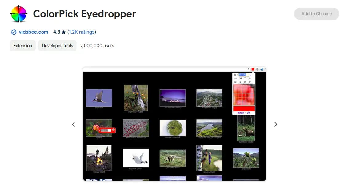 ColorPick Eyedropper Chrome extension for color picking