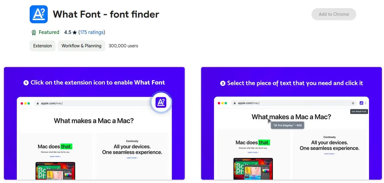 WhatFont Chrome extension for font identification