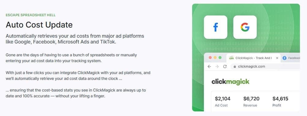 ClickMagick Auto Cost Update Feature