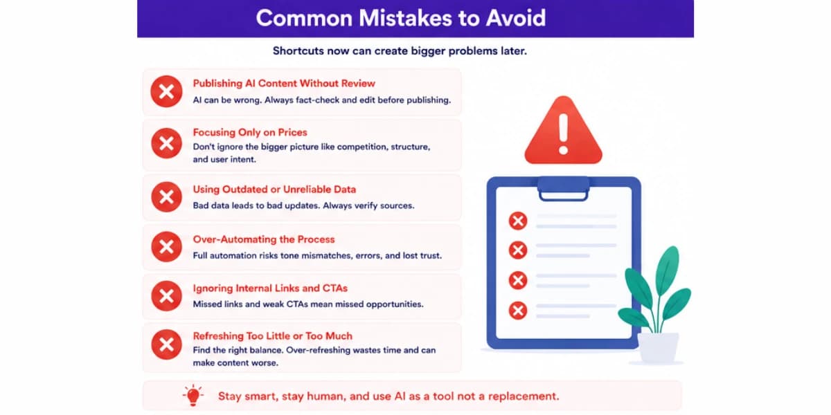 Content refresh workflow common mistakes