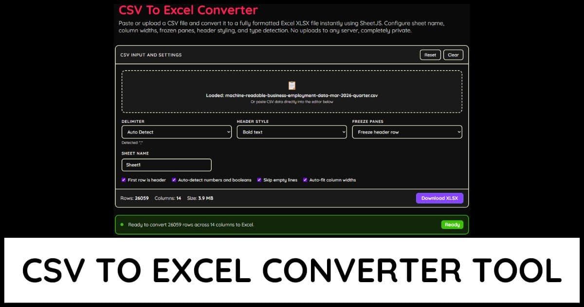 CSV To Excel Converter