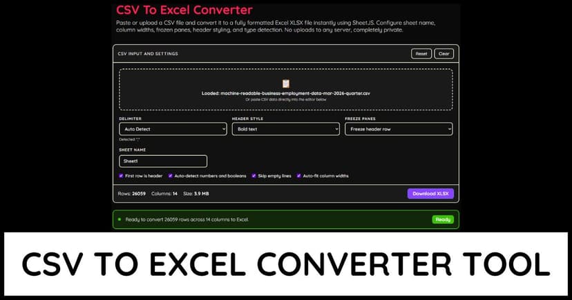 CSV To Excel Converter