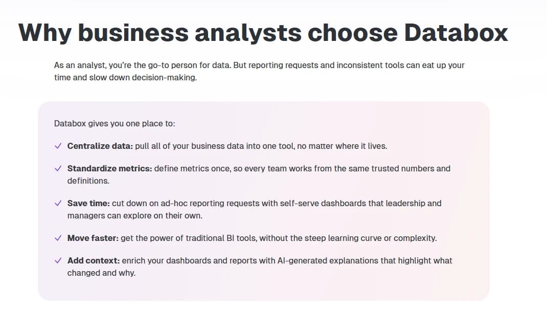 Databox Solutions for Business Analysts
