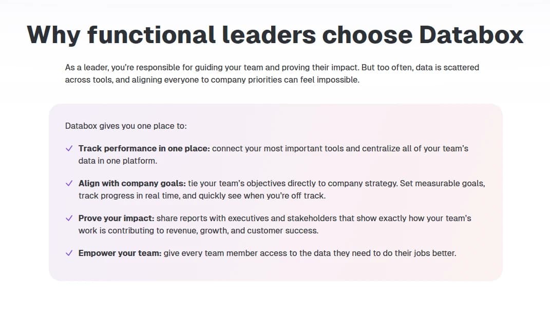 Databox Solutions for Functional Leaders