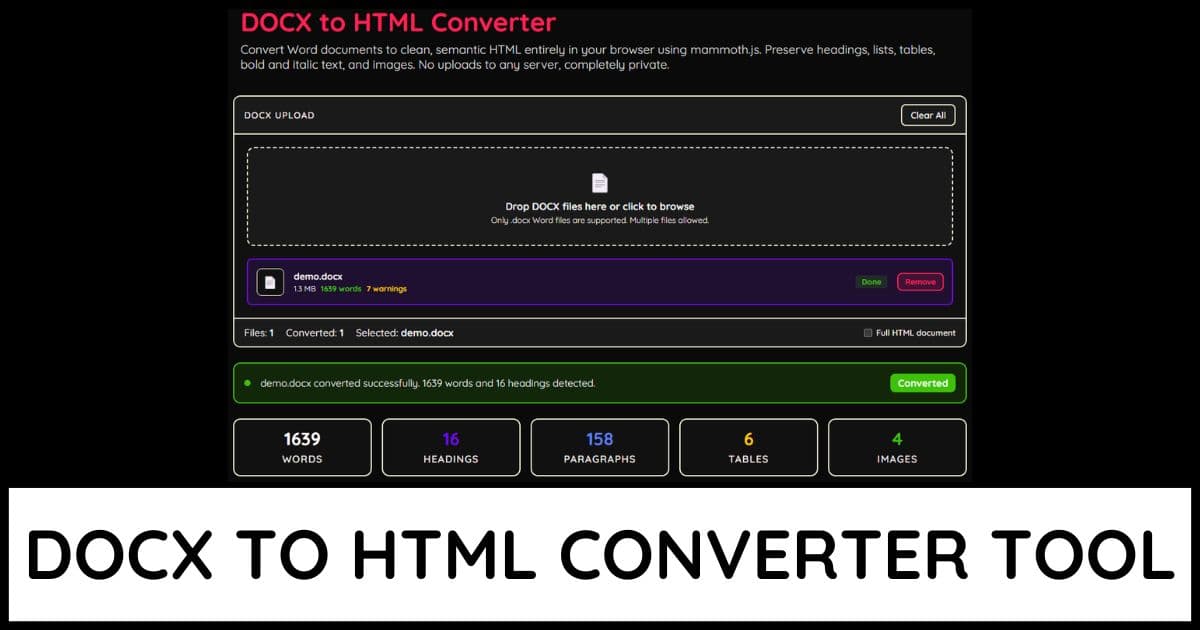 DOCX To HTML Converter
